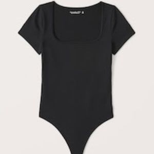 BLACK + TAN shortsleeved bodycon bodysuit